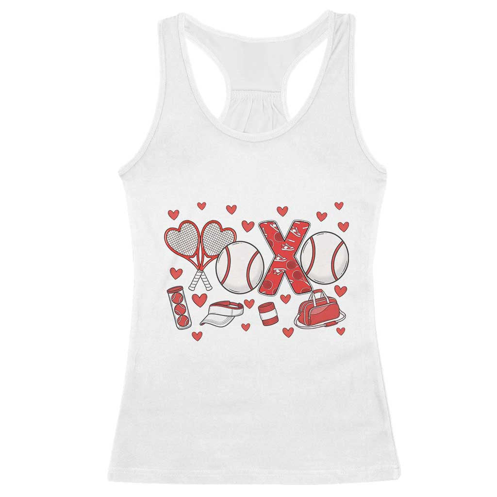 Cute XOXO Tennis Player Racerback Tank Top Valentines Tennis Gift TS12 White Print Your Wear