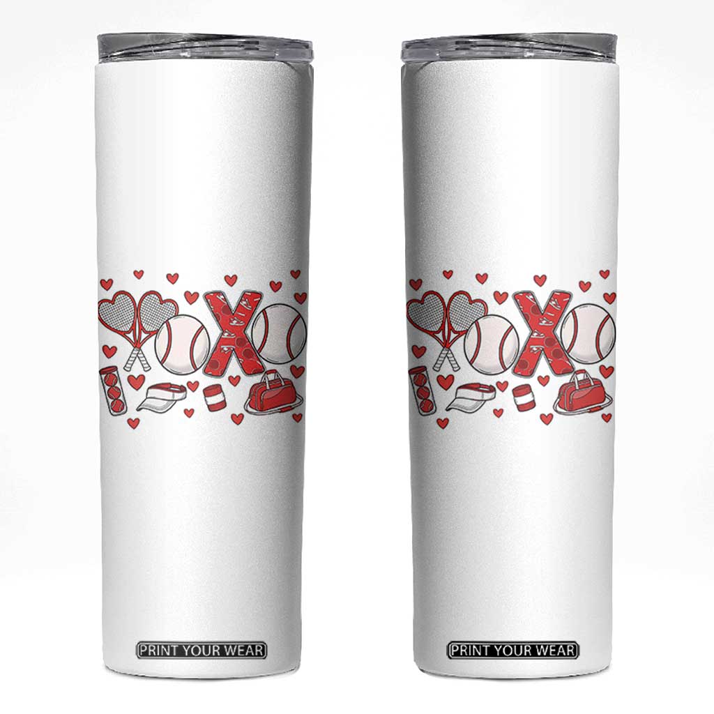 Cute XOXO Tennis Player Skinny Tumbler Valentines Tennis Gift TS12 White Print Your Wear