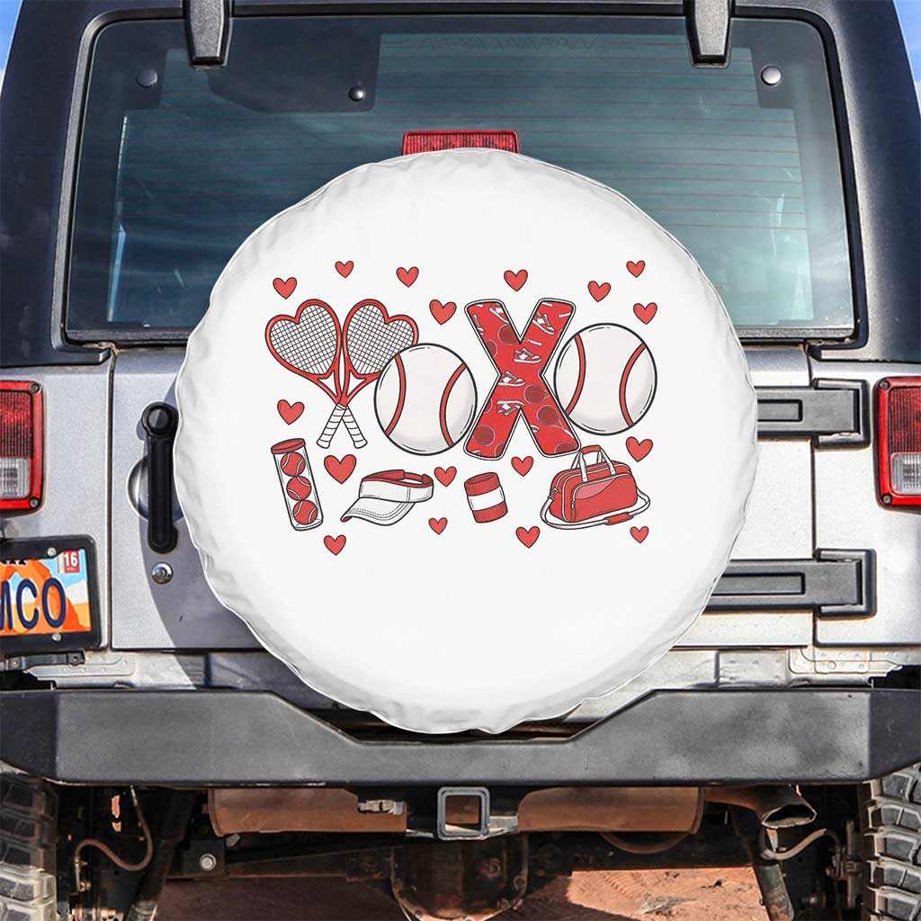Cute XOXO Tennis Player Spare Tire Cover Valentines Tennis Gift TS12 No hole White Print Your Wear
