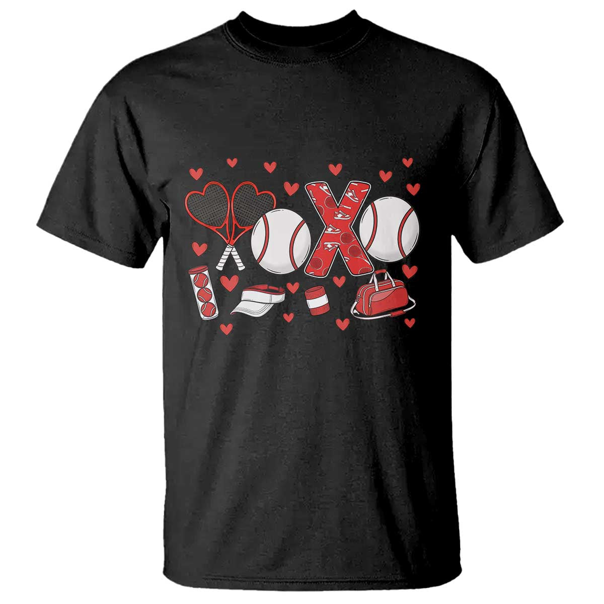 Cute XOXO Tennis Player T Shirt Valentines Tennis Gift TS12 Black Print Your Wear