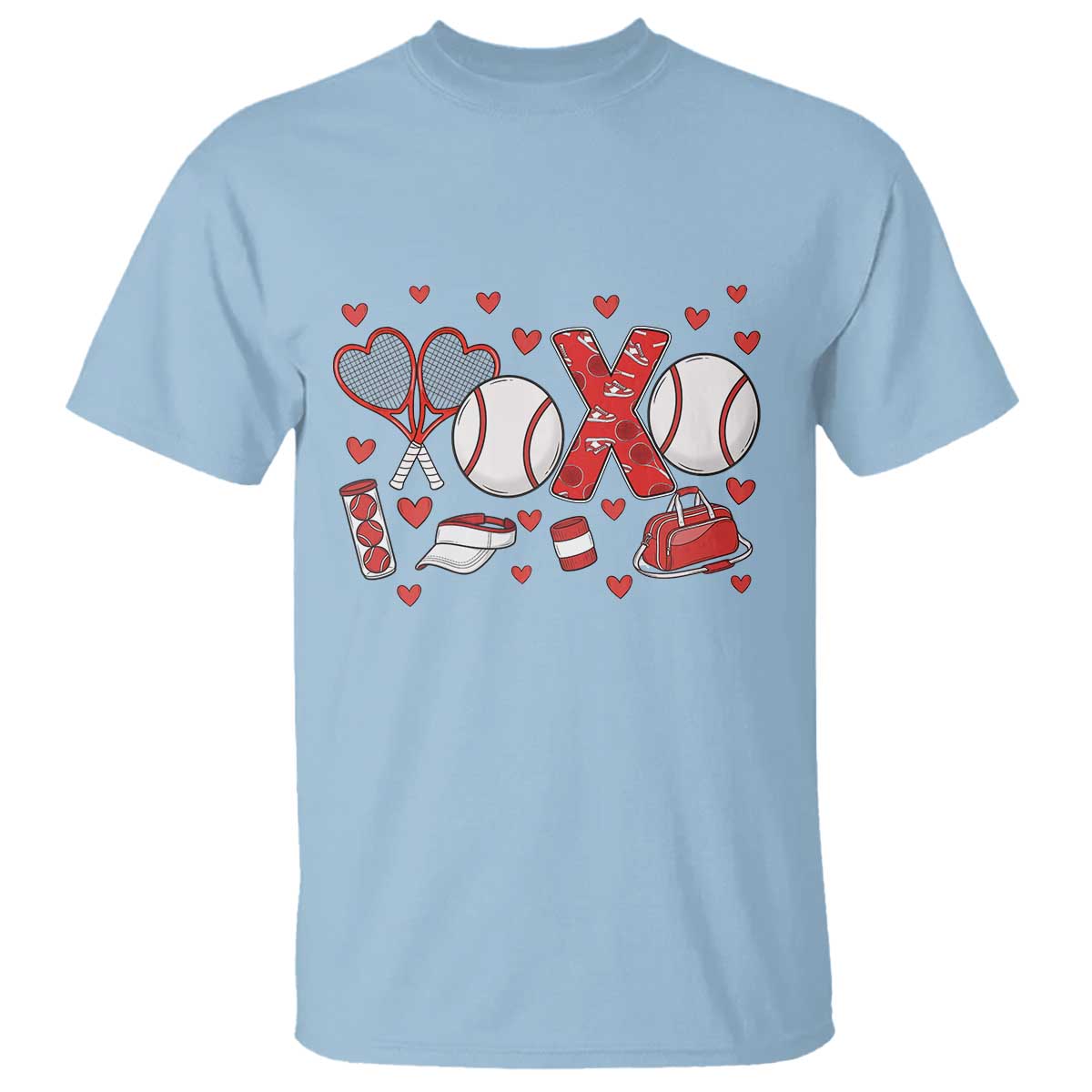 Cute XOXO Tennis Player T Shirt Valentines Tennis Gift TS12 Light Blue Print Your Wear