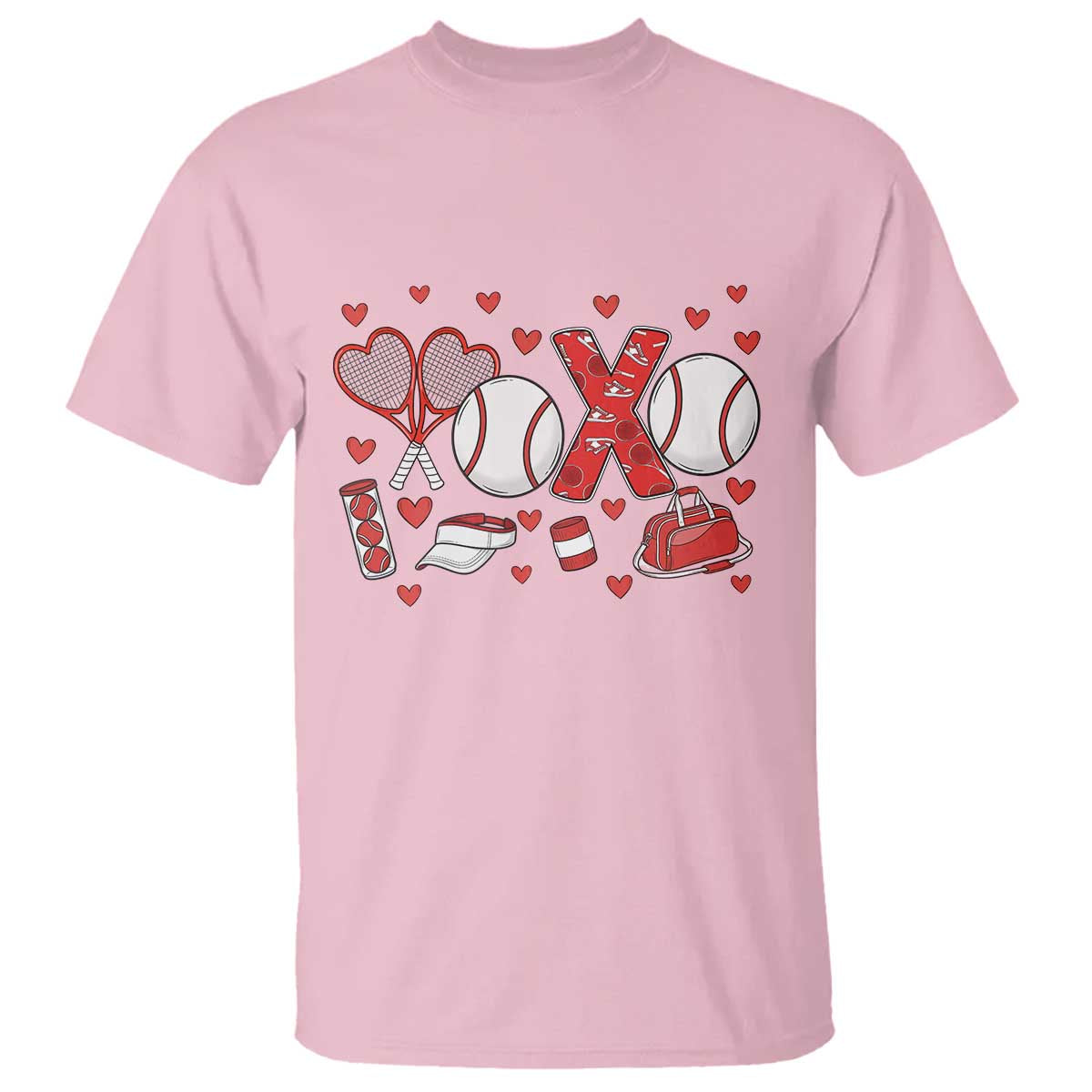 Cute XOXO Tennis Player T Shirt Valentines Tennis Gift TS12 Light Pink Print Your Wear