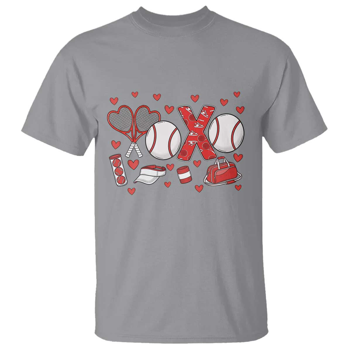 Cute XOXO Tennis Player T Shirt Valentines Tennis Gift TS12 Sport Gray Print Your Wear