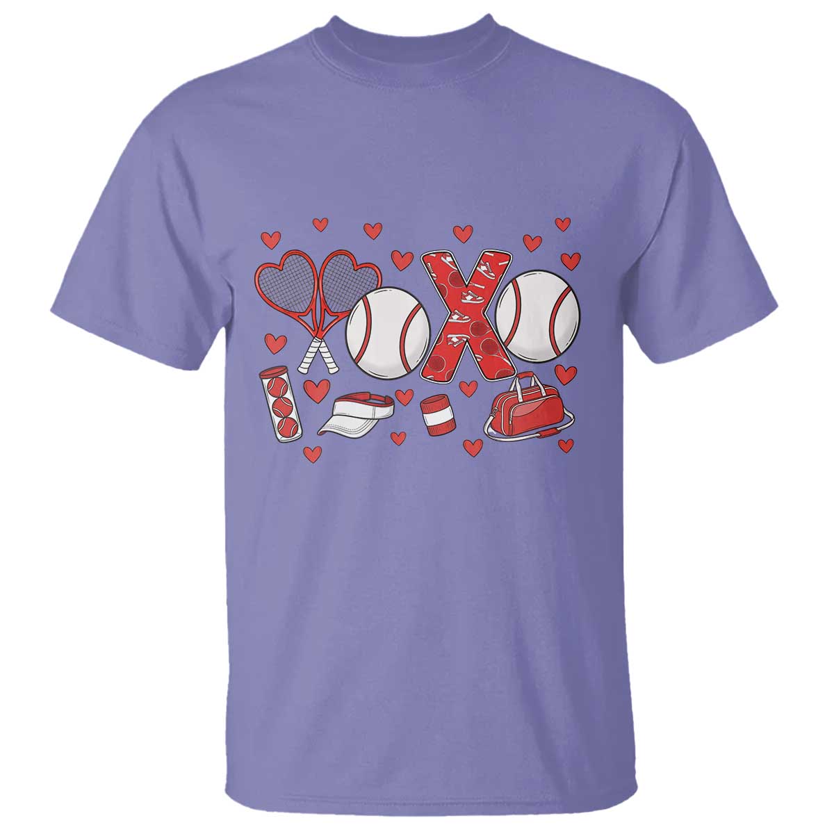 Cute XOXO Tennis Player T Shirt Valentines Tennis Gift TS12 Violet Print Your Wear