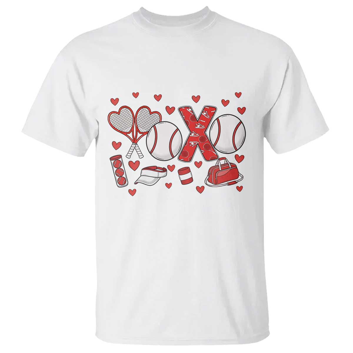 Cute XOXO Tennis Player T Shirt Valentines Tennis Gift TS12 White Print Your Wear