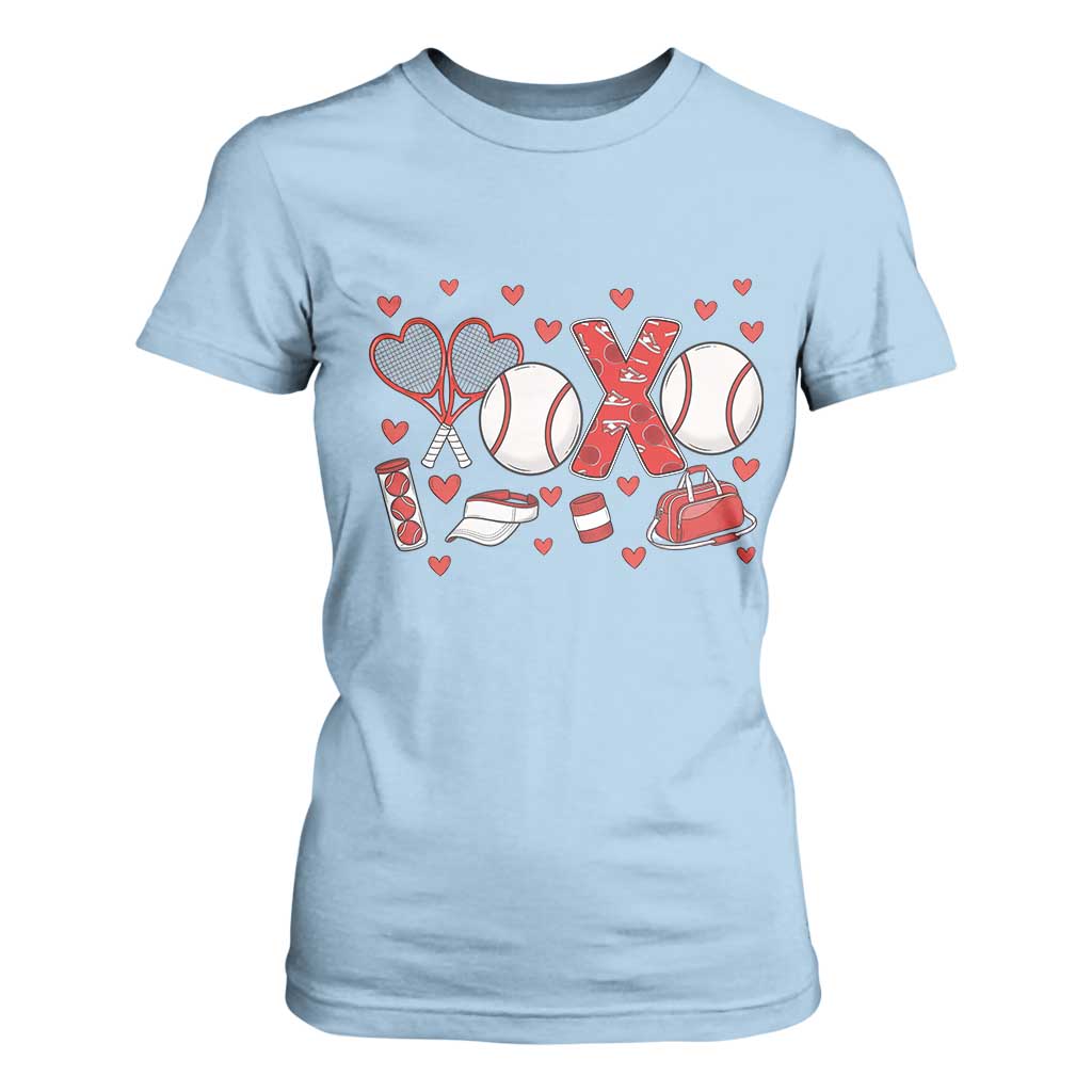Cute XOXO Tennis Player T Shirt For Women Valentines Tennis Gift TS12 Light Blue Print Your Wear