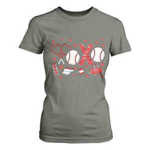 Cute XOXO Tennis Player T Shirt For Women Valentines Tennis Gift TS12 Military Green Print Your Wear