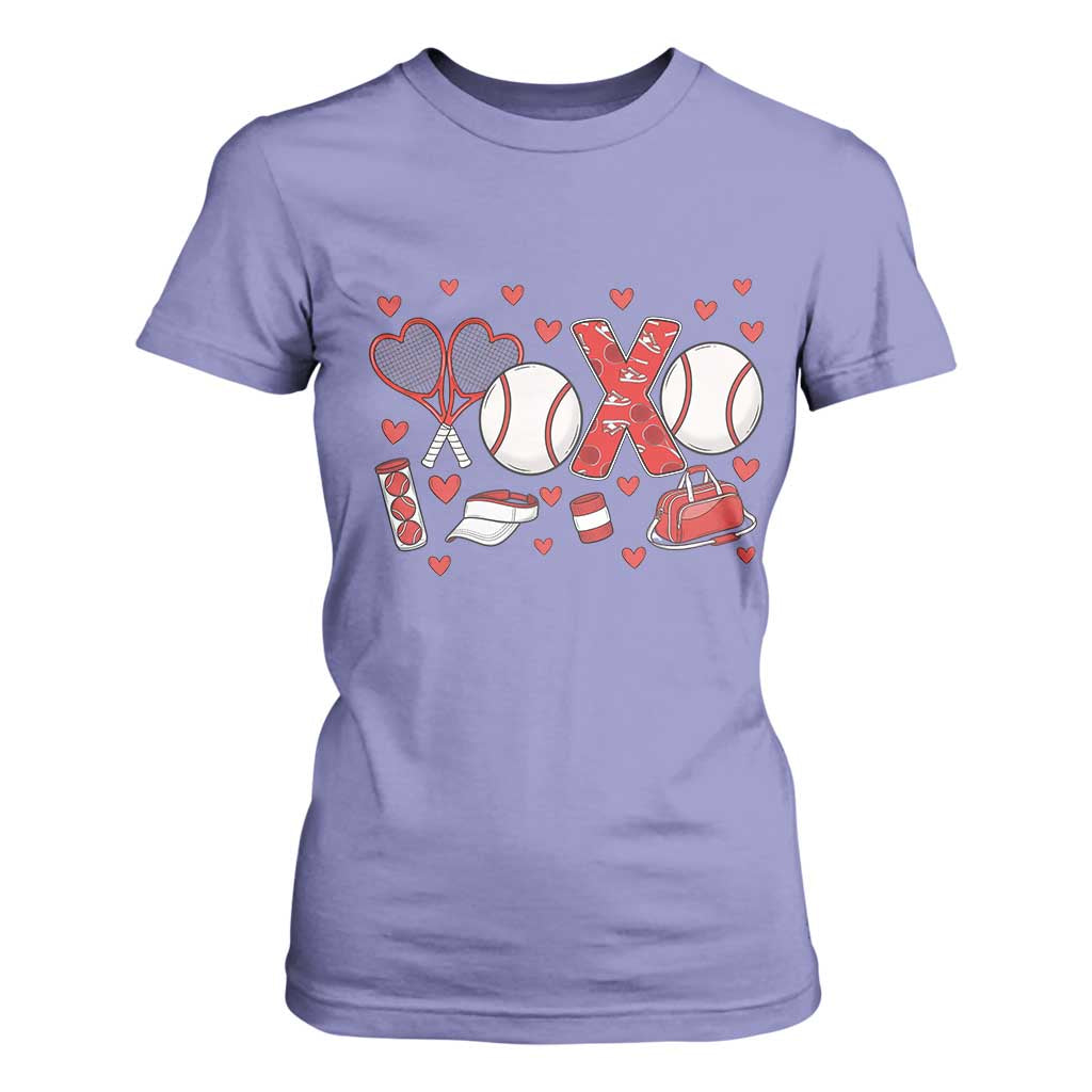 Cute XOXO Tennis Player T Shirt For Women Valentines Tennis Gift TS12 Violet Print Your Wear