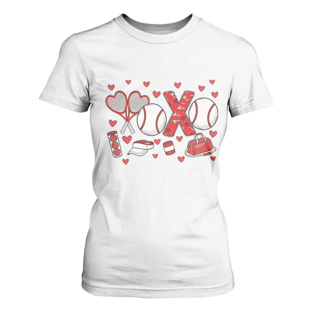 Cute XOXO Tennis Player T Shirt For Women Valentines Tennis Gift TS12 White Print Your Wear