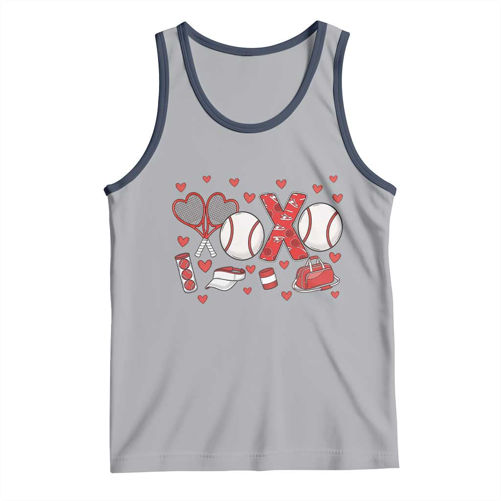 Cute XOXO Tennis Player Tank Top Valentines Tennis Gift TS12 Athletic Heather Navy Print Your Wear