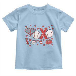 Cute XOXO Tennis Player Toddler T Shirt Valentines Tennis Gift TS12 Light Blue Print Your Wear
