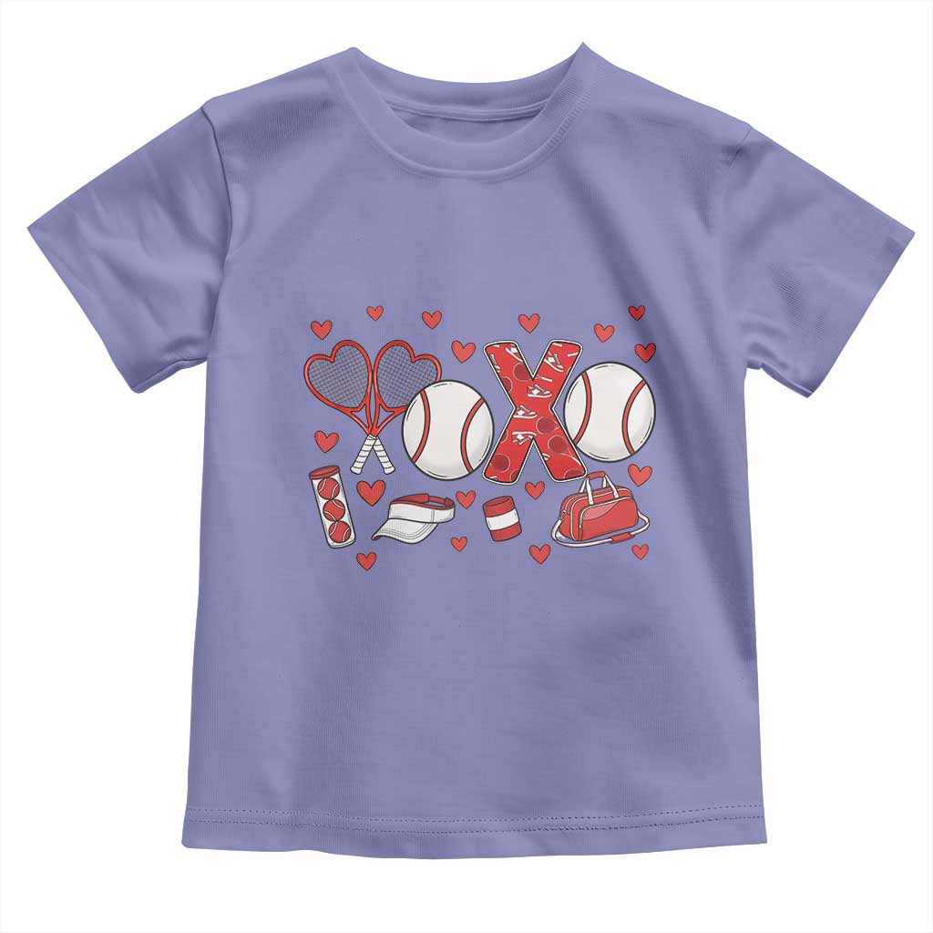 Cute XOXO Tennis Player Toddler T Shirt Valentines Tennis Gift TS12 Violet Print Your Wear