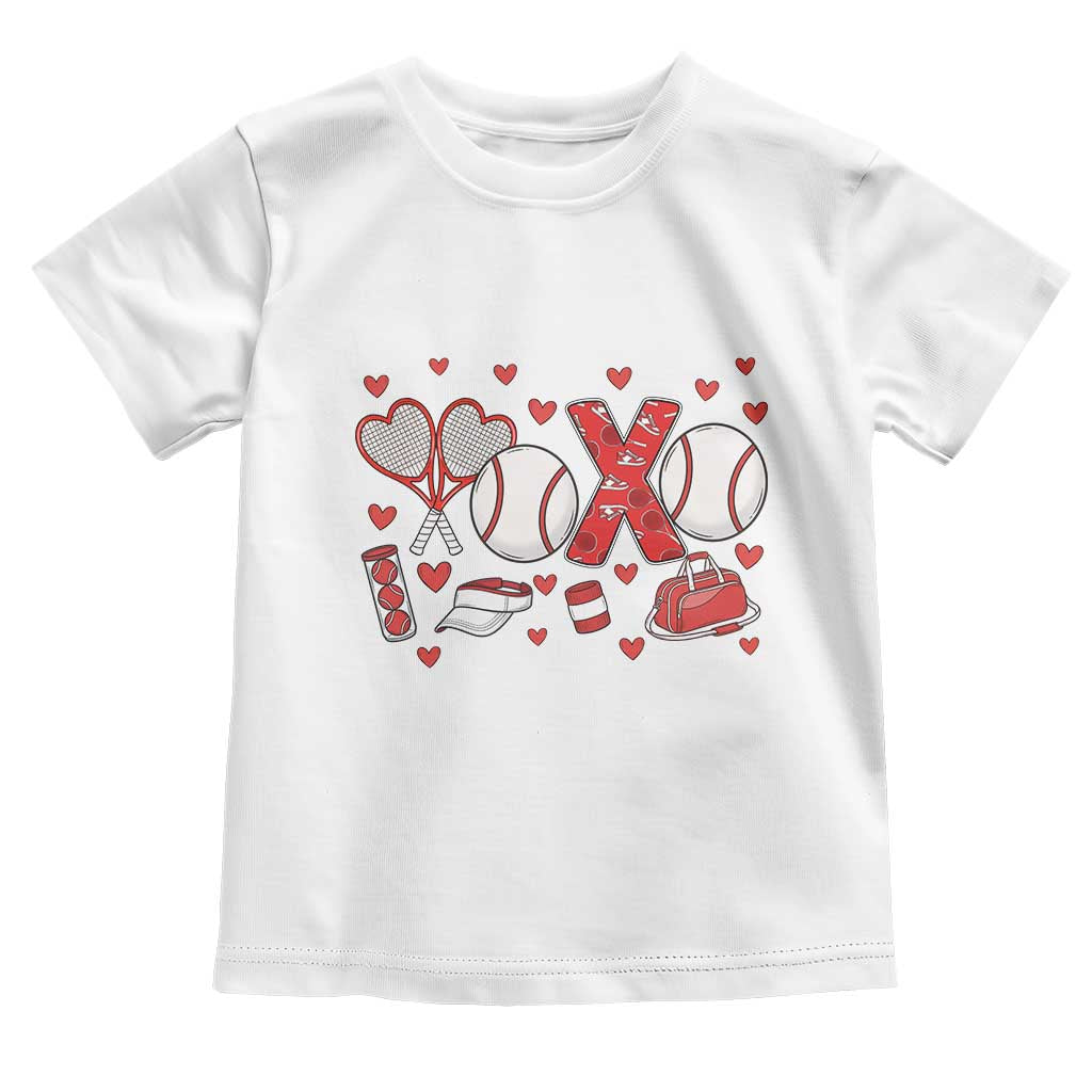 Cute XOXO Tennis Player Toddler T Shirt Valentines Tennis Gift TS12 White Print Your Wear