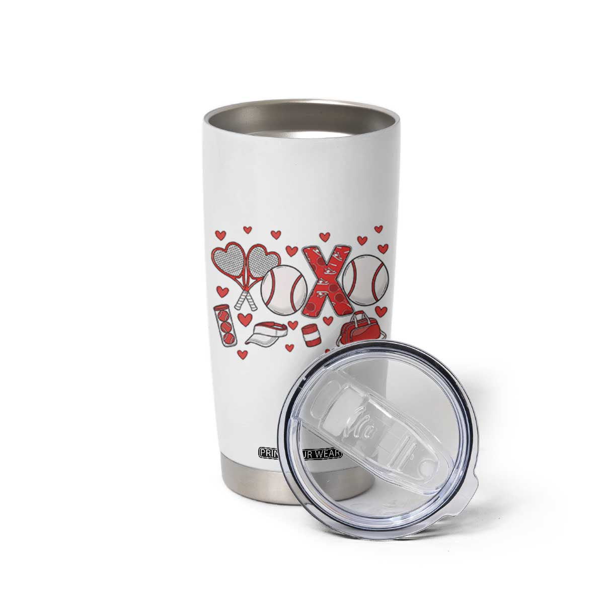 Cute XOXO Tennis Player Tumbler Cup Valentines Tennis Gift TS12 Print Your Wear