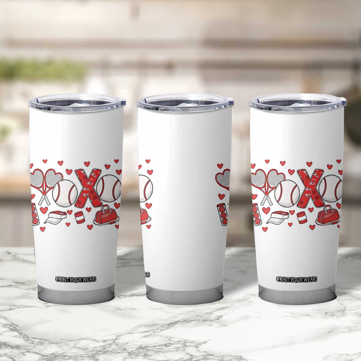 Cute XOXO Tennis Player Tumbler Cup Valentines Tennis Gift TS12 Print Your Wear