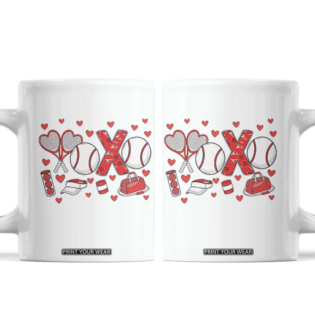 Cute XOXO Tennis Player Coffee Mug Valentines Tennis Gift TS12 White Print Your Wear