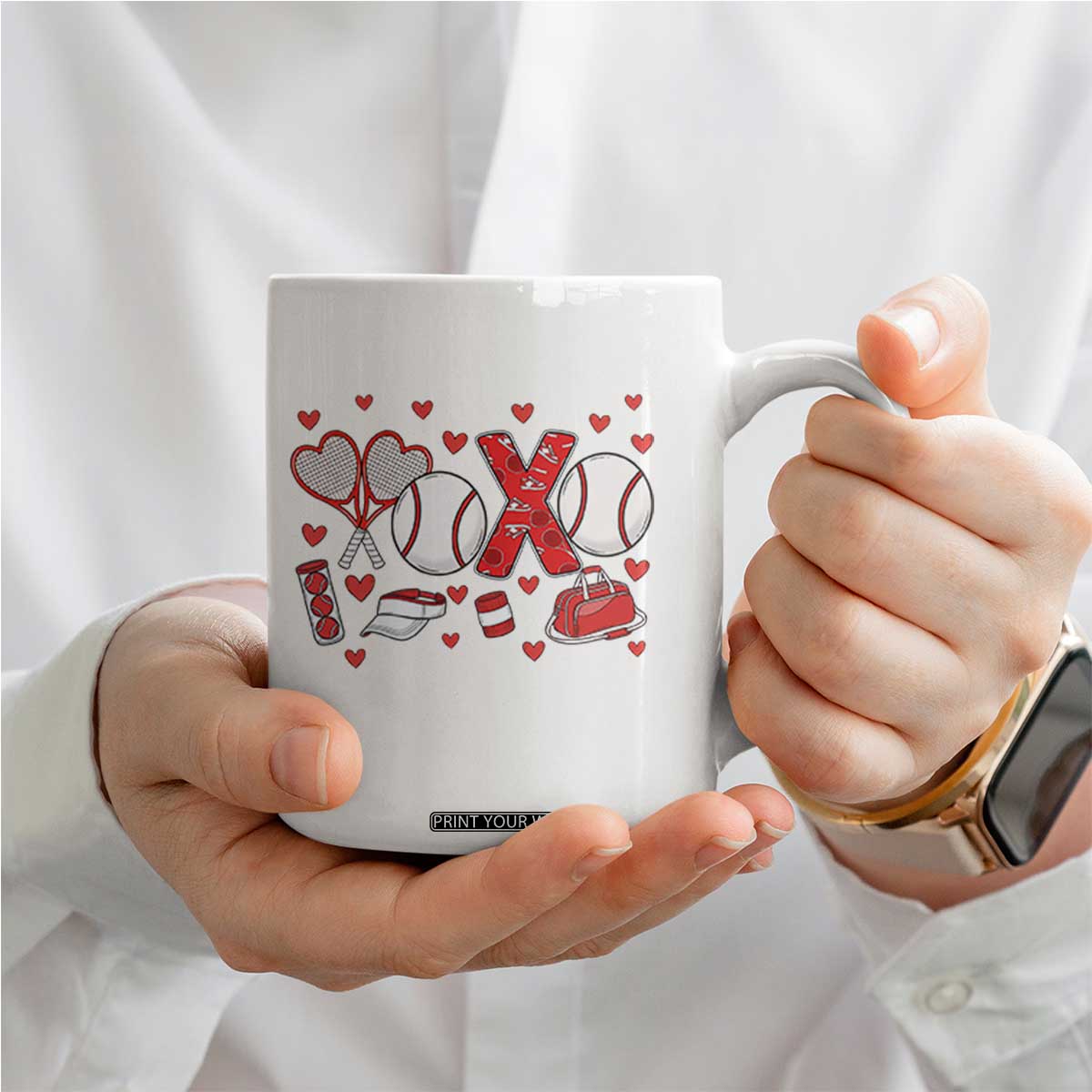 Cute XOXO Tennis Player Coffee Mug Valentines Tennis Gift TS12 Print Your Wear