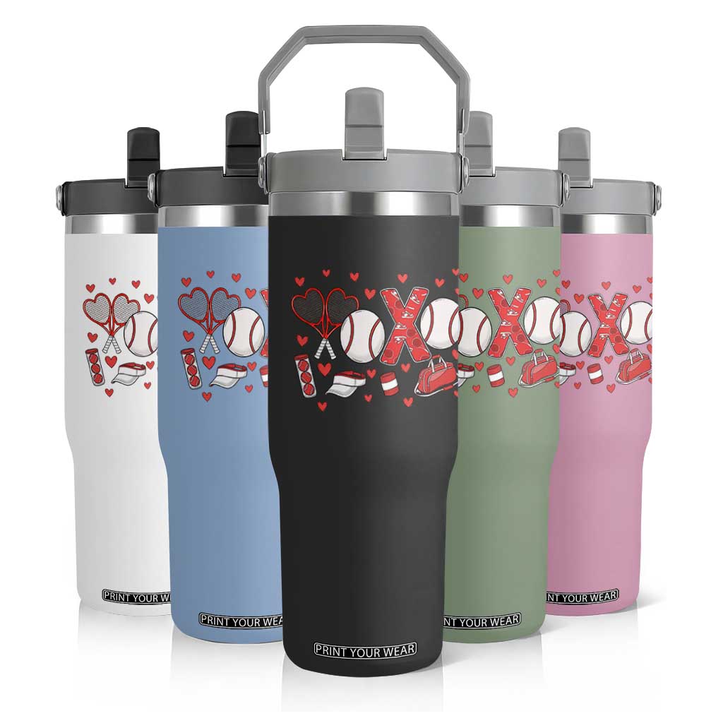 Cute XOXO Tennis Player Flip Straw Tumbler Valentines Tennis Gift TS12 Print Your Wear