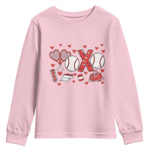 Cute XOXO Tennis Player Youth Sweatshirt Valentines Tennis Gift TS12 Light Pink Print Your Wear