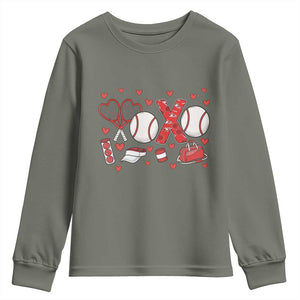 Cute XOXO Tennis Player Youth Sweatshirt Valentines Tennis Gift TS12 Military Green Print Your Wear