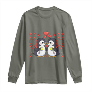 Cute XOXO Tennis Player Long Sleeve Shirt Valentines Day Gift TS12 Military Green Print Your Wear