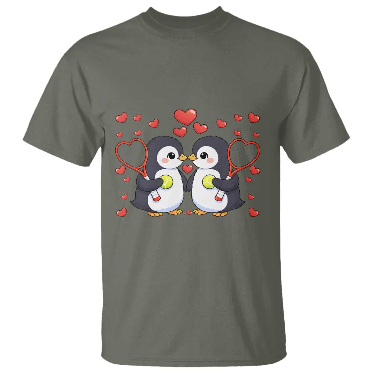 Cute XOXO Tennis Player T Shirt Valentines Day Gift TS12 Military Green Print Your Wear