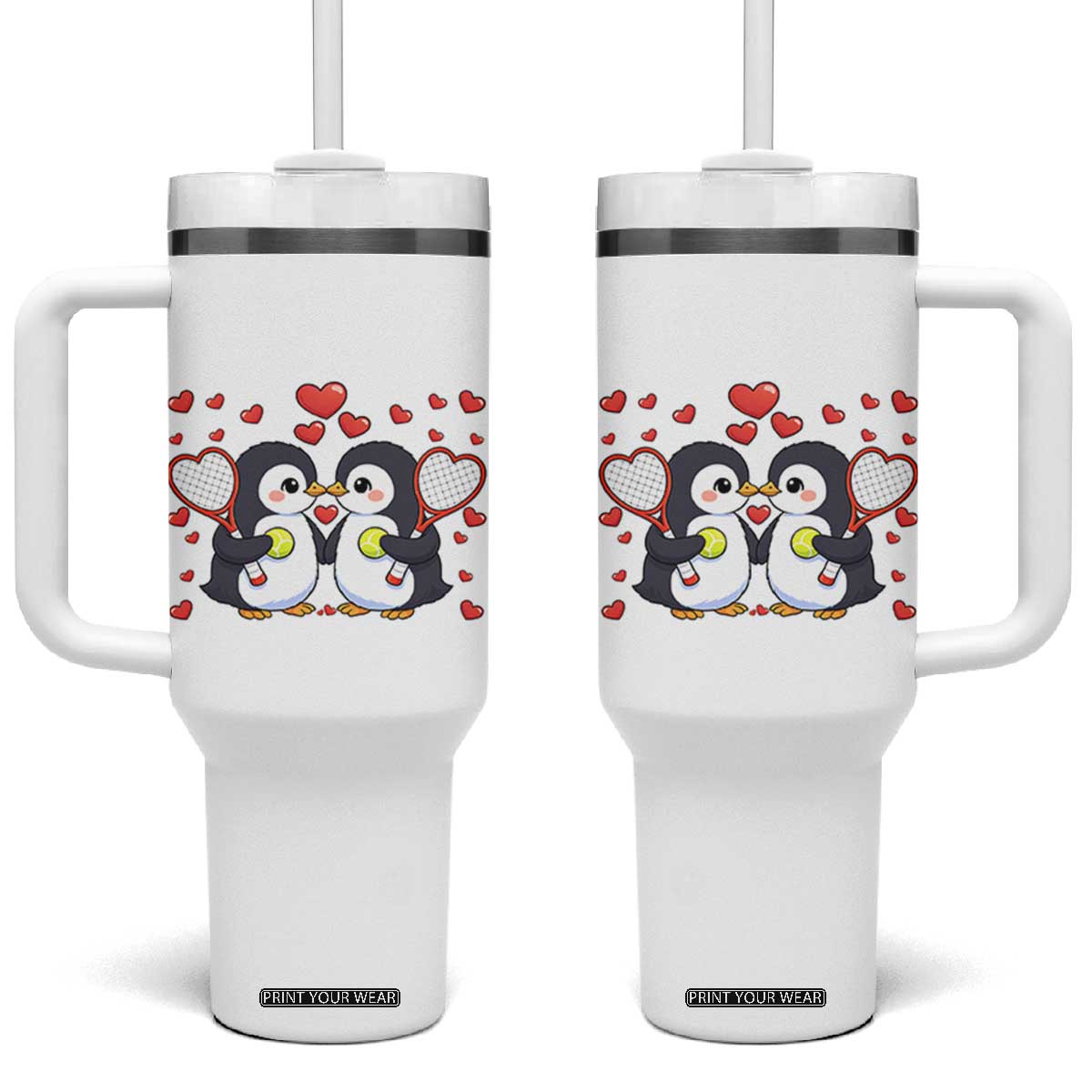 Cute XOXO Tennis Player Tumbler With Handle Valentines Day Gift TS12 One Size: 40 oz White Print Your Wear