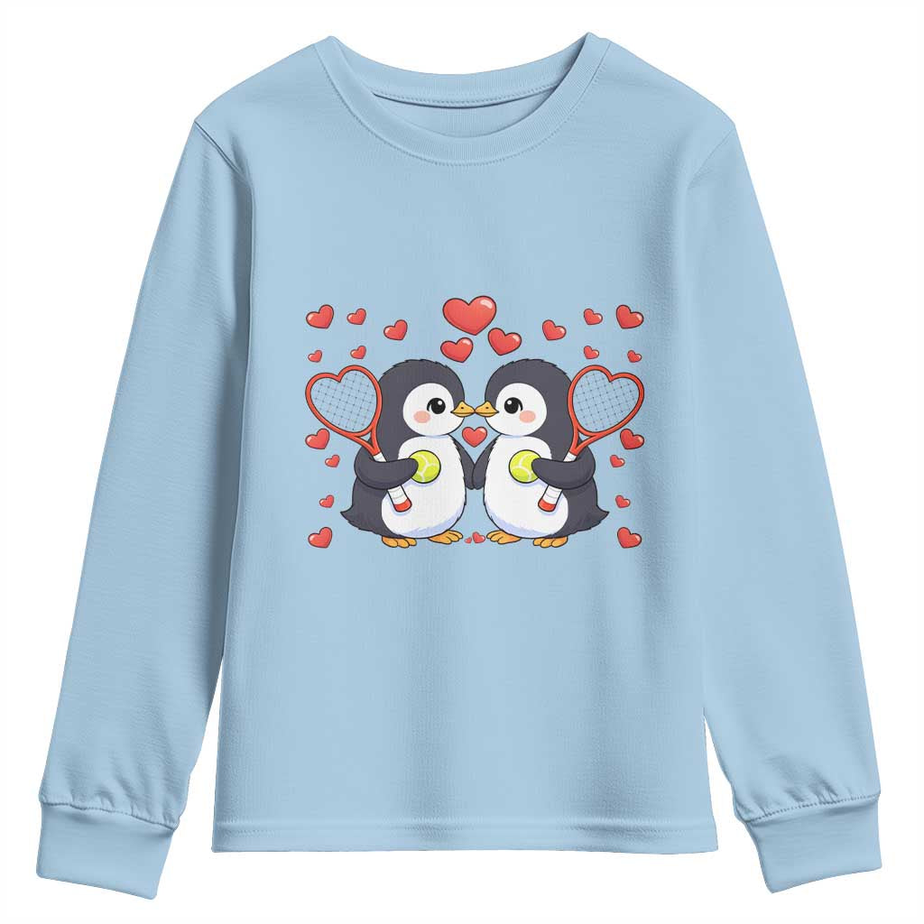 Cute XOXO Tennis Player Youth Sweatshirt Valentines Day Gift TS12 Light Blue Print Your Wear
