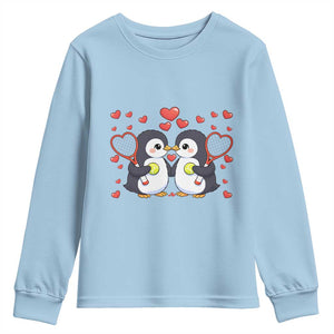 Cute XOXO Tennis Player Youth Sweatshirt Valentines Day Gift TS12 Light Blue Print Your Wear