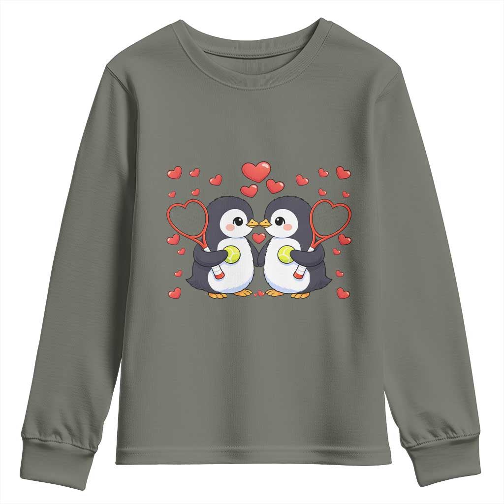 Cute XOXO Tennis Player Youth Sweatshirt Valentines Day Gift TS12 Military Green Print Your Wear