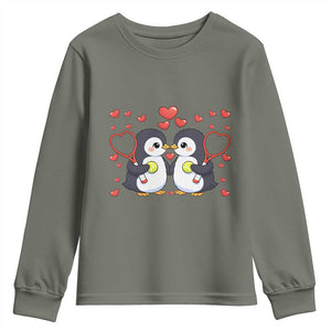 Cute XOXO Tennis Player Youth Sweatshirt Valentines Day Gift TS12 Military Green Print Your Wear