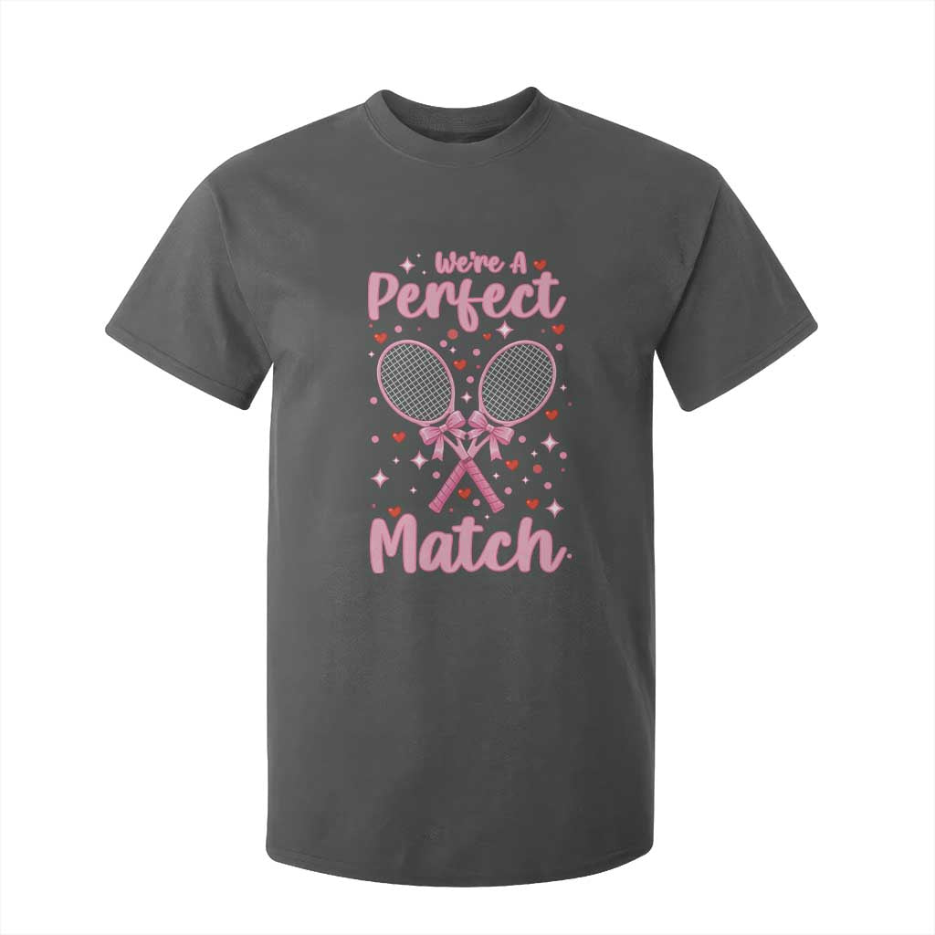 We Are A Perfect Match T Shirt For Kid Funny Tennis Valentines TS12 Dark Heather Print Your Wear
