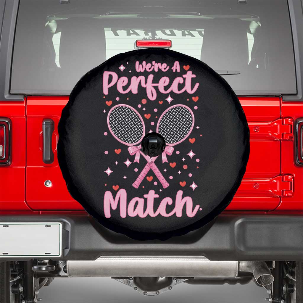 We Are A Perfect Match Spare Tire Cover Gift For Tennis Couple TS12 Black Print Your Wear