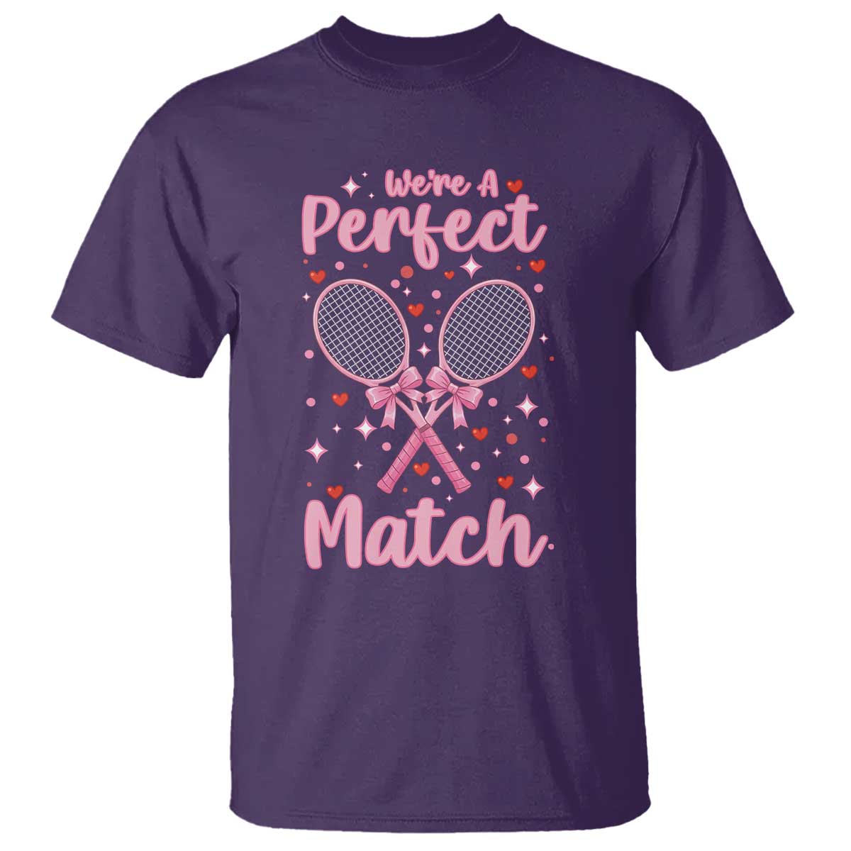 We Are A Perfect Match T Shirt Funny Tennis Valentines TS12 Purple Print Your Wear