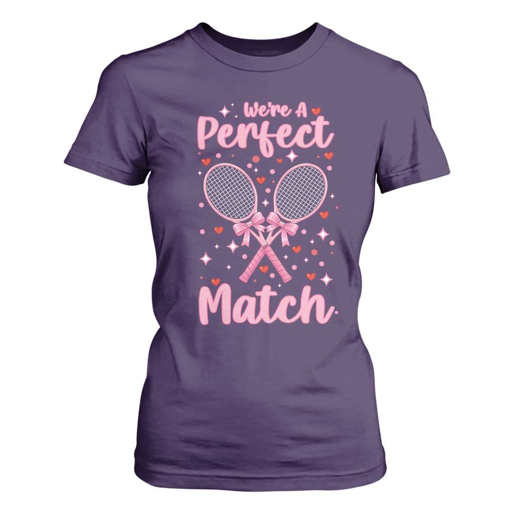We Are A Perfect Match T Shirt For Women Funny Tennis Valentines TS12 Purple Print Your Wear