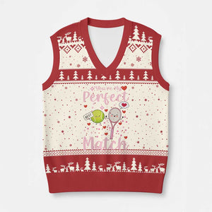 You Are My Perfect Match V-Neck Knit Sweater Vest Gift For Tennis Couple TS12 Beige Red Print Your Wear