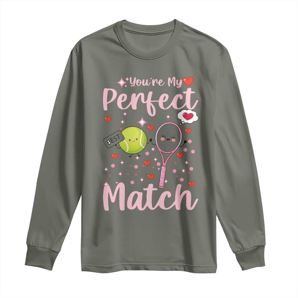You Are My Perfect Match Long Sleeve Shirt Gift For Tennis Couple TS12 Military Green Print Your Wear