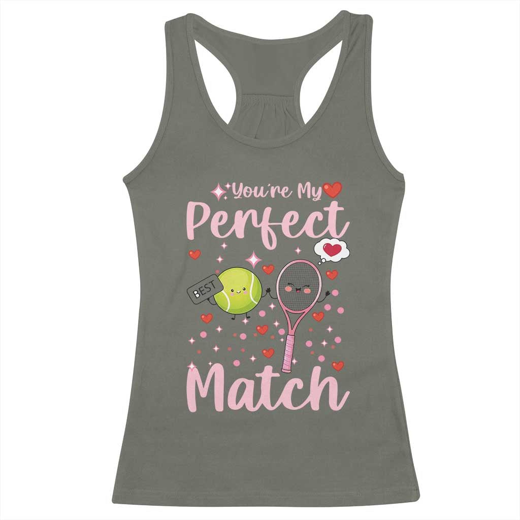 You Are My Perfect Match Racerback Tank Top Gift For Tennis Couple TS12 Military Green Print Your Wear