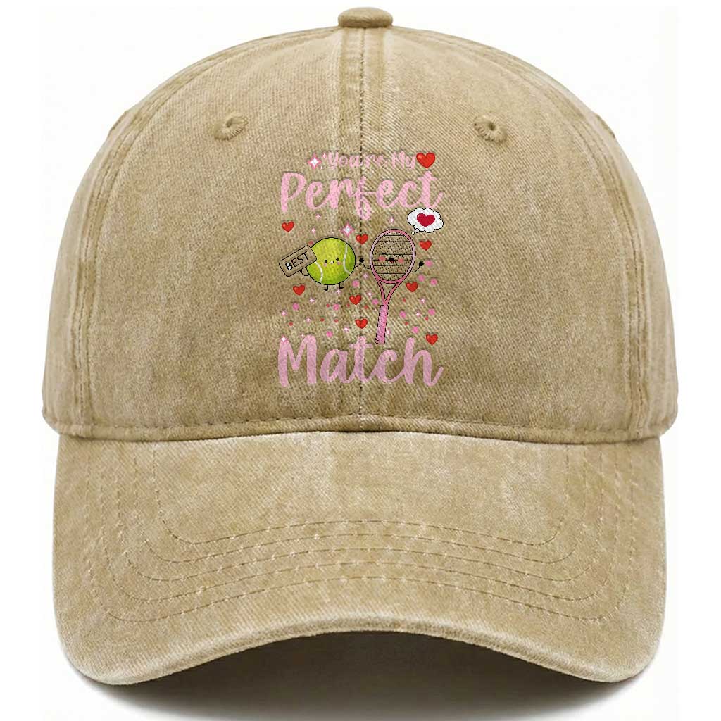 You Are My Perfect Match Washed Cotton Baseball Cap Gift For Tennis Couple TS12 Print Your Wear