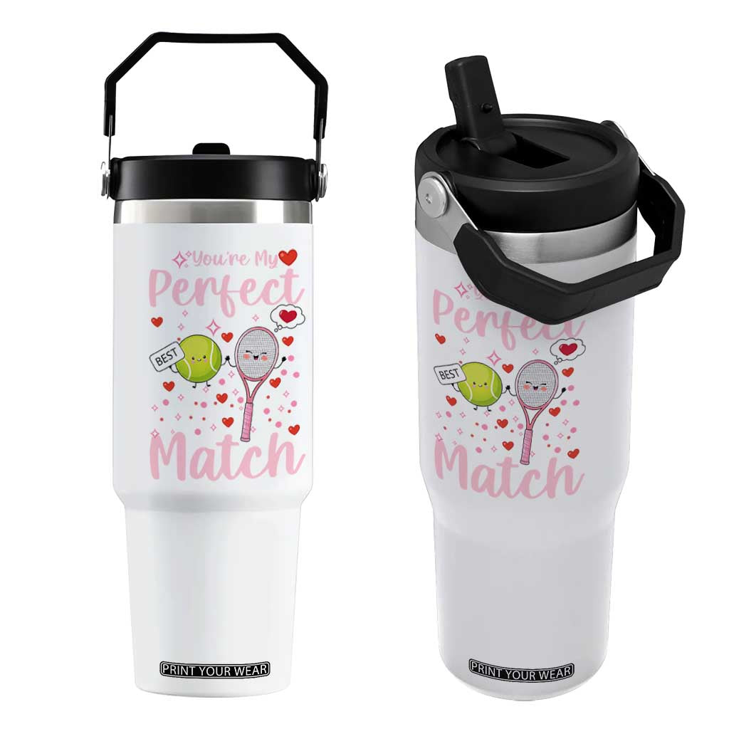 You Are My Perfect Match Flip Straw Tumbler Gift For Tennis Couple TS12 One Size: 30 oz White Print Your Wear