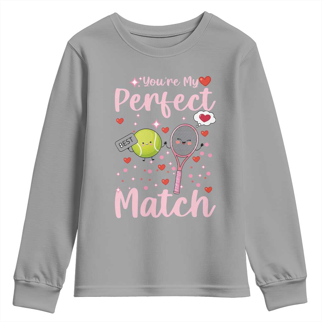 You Are My Perfect Match Youth Sweatshirt Gift For Tennis Couple TS12 Sport Gray Print Your Wear