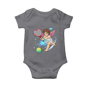 Funny Cupid Tennis Player Baby Onesie Valentines Day Gift TS12 Charcoal Print Your Wear