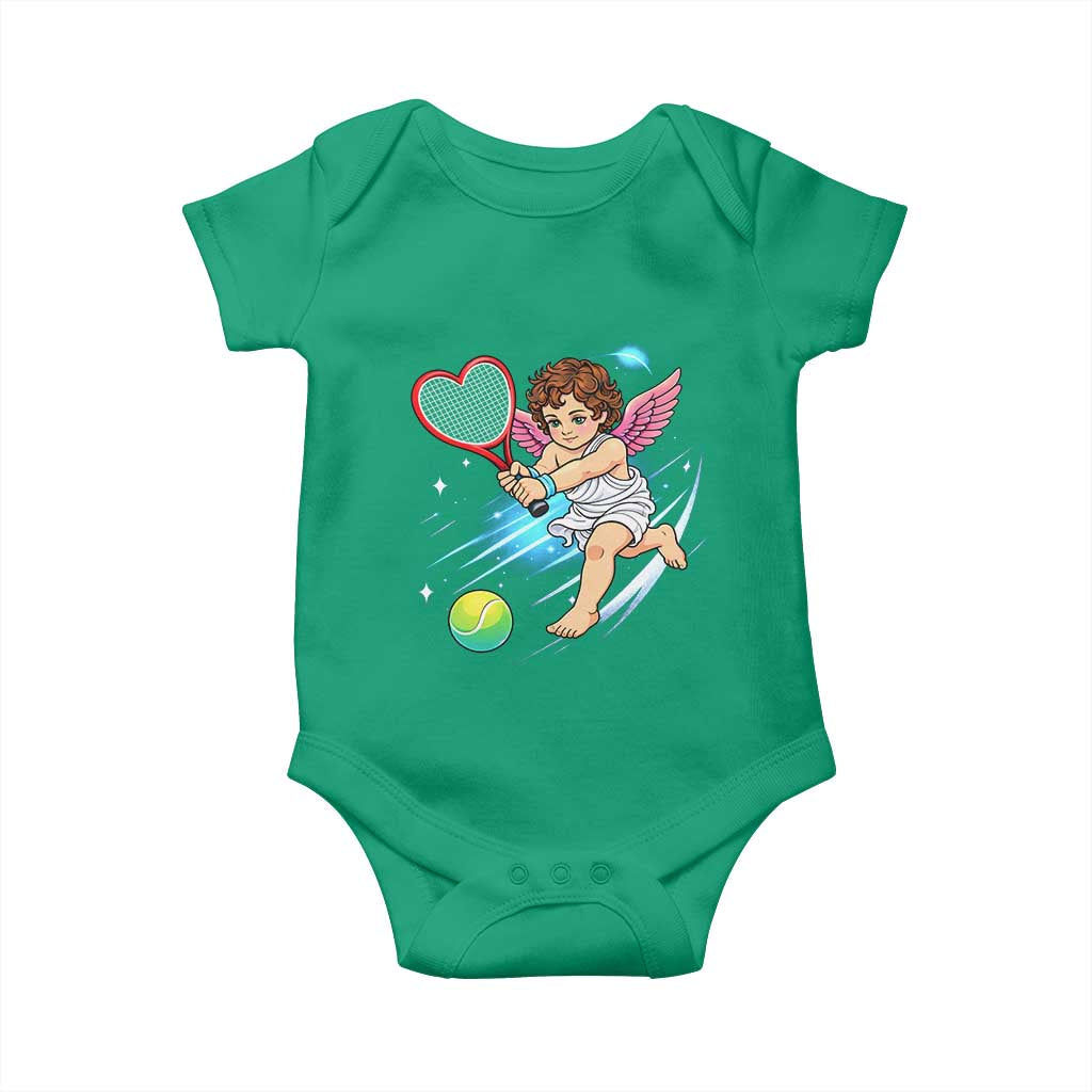 Funny Cupid Tennis Player Baby Onesie Valentines Day Gift TS12 Irish Green Print Your Wear
