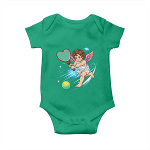 Funny Cupid Tennis Player Baby Onesie Valentines Day Gift TS12 Irish Green Print Your Wear