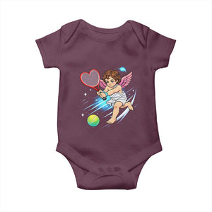 Funny Cupid Tennis Player Baby Onesie Valentines Day Gift TS12 Maroon Print Your Wear