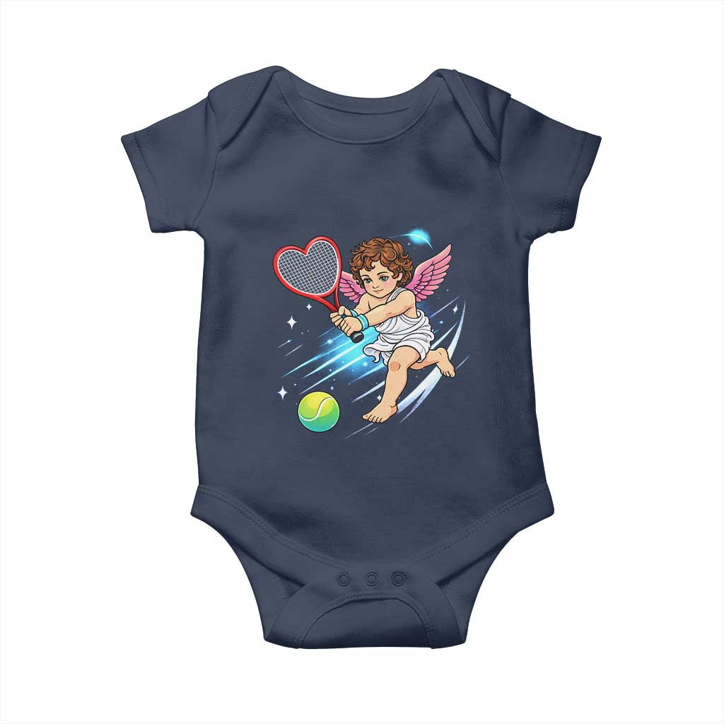 Funny Cupid Tennis Player Baby Onesie Valentines Day Gift TS12 Navy Print Your Wear