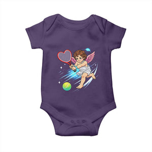 Funny Cupid Tennis Player Baby Onesie Valentines Day Gift TS12 Purple Print Your Wear