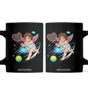 Funny Cupid Tennis Player Coffee Mug Valentines Day Gift TS12 Black Print Your Wear