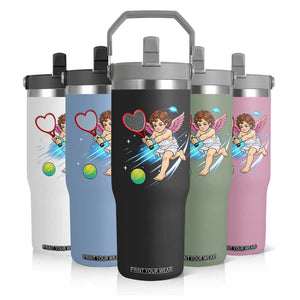 Funny Cupid Tennis Player Flip Straw Tumbler Valentines Day Gift TS12 Print Your Wear