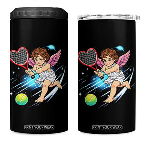 Funny Cupid Tennis Player 4 in 1 Can Cooler Tumbler Valentines Day Gift TS12 One Size: 16 oz Black Print Your Wear